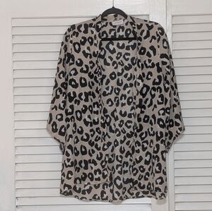 Adrienne Black and Tan Animal Print Blouse